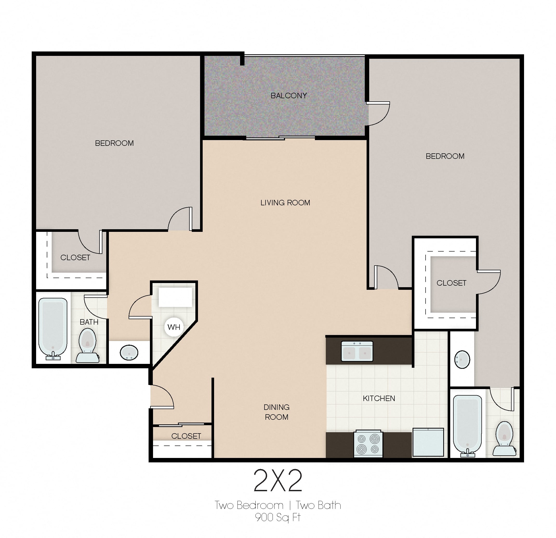 Two Bedroom Two Bathroom floor plan
