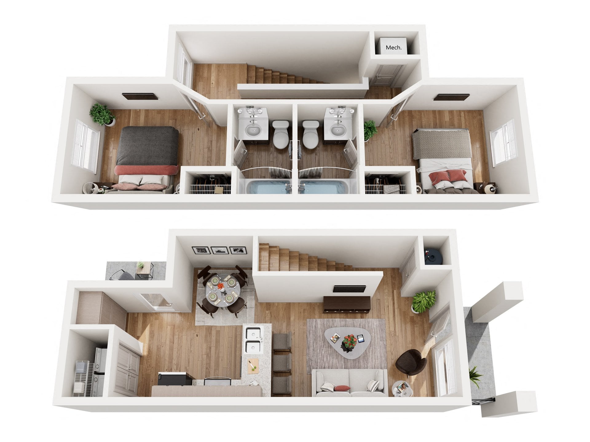 2x2 Conventional floor plan