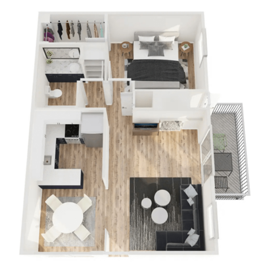 1x1 Fireplace-Reno floor plan