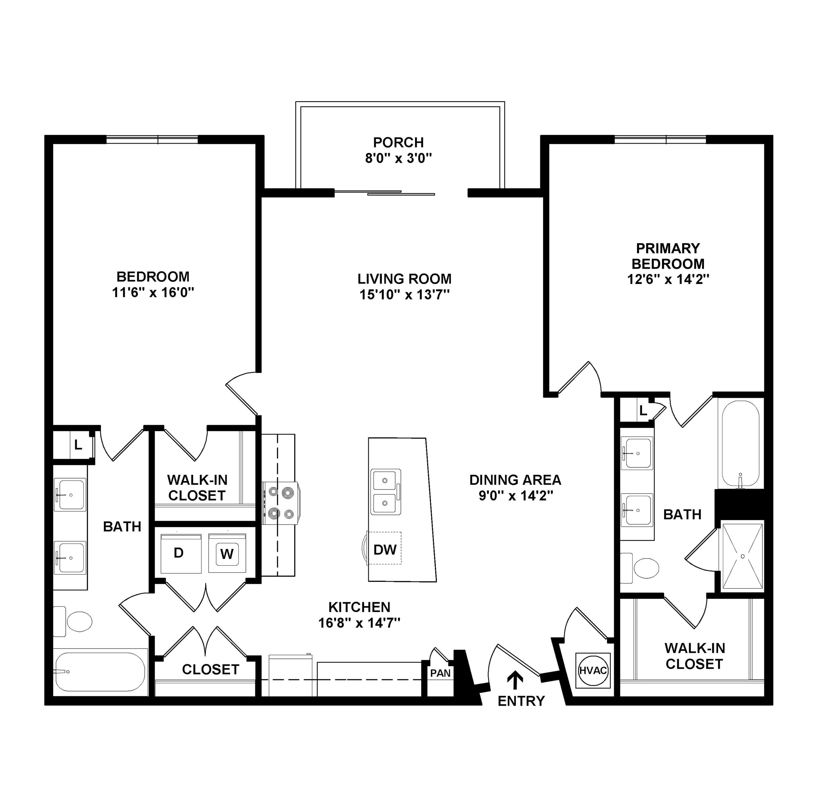 2 Bed/2 Bath-B4 floor plan
