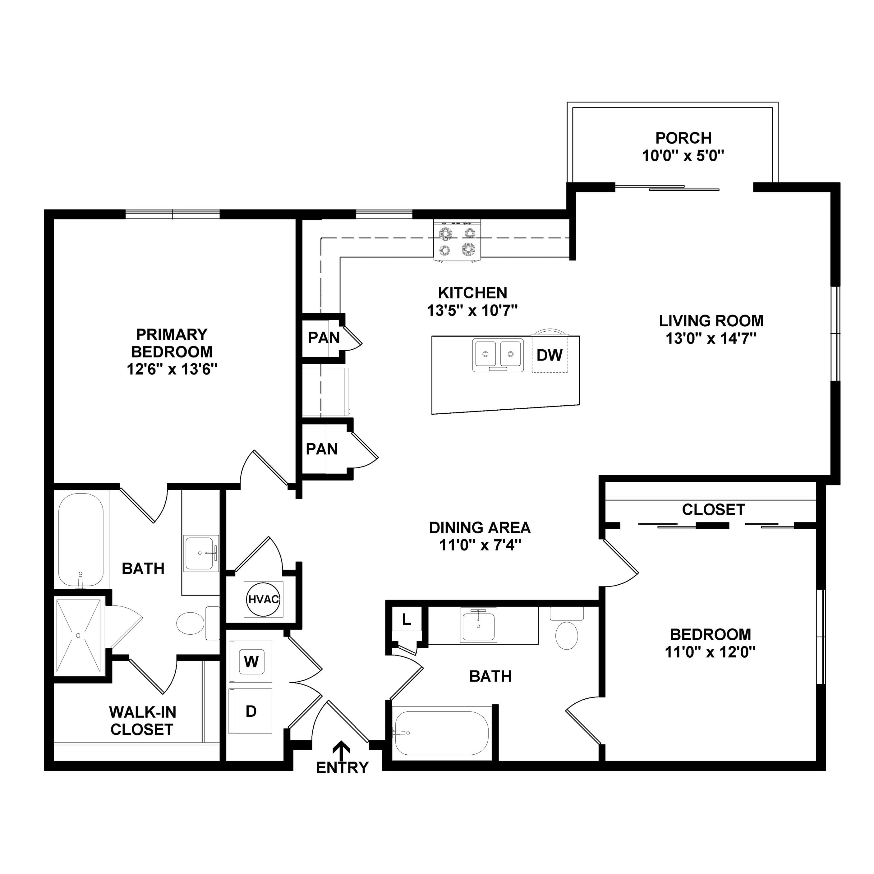 2 Bed/2 Bath-B3 floor plan