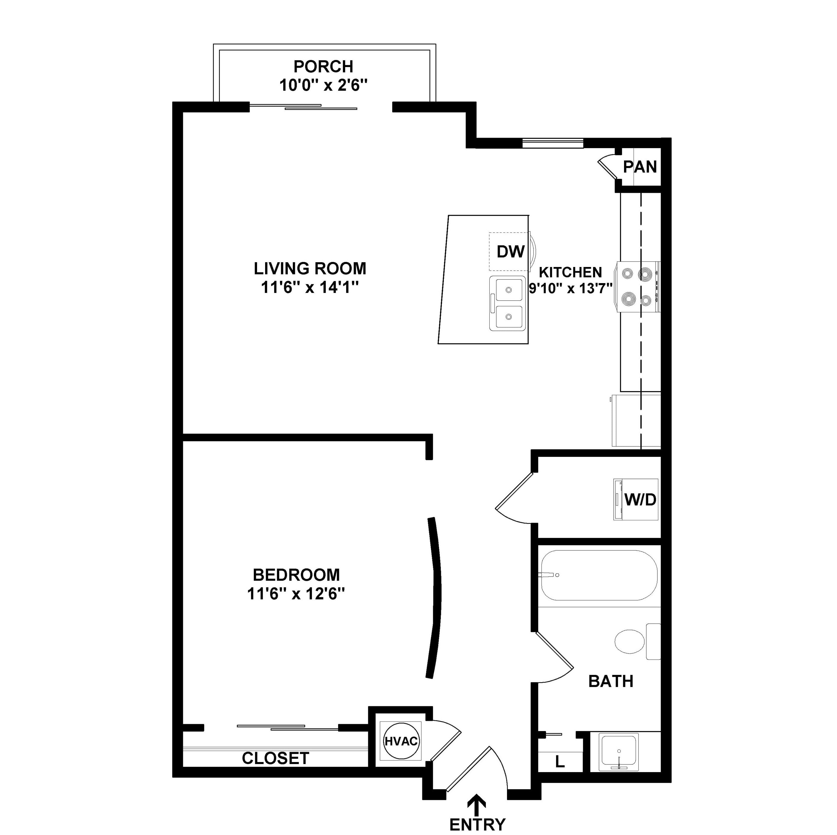 1 Bed/1 Bath-A1 floor plan