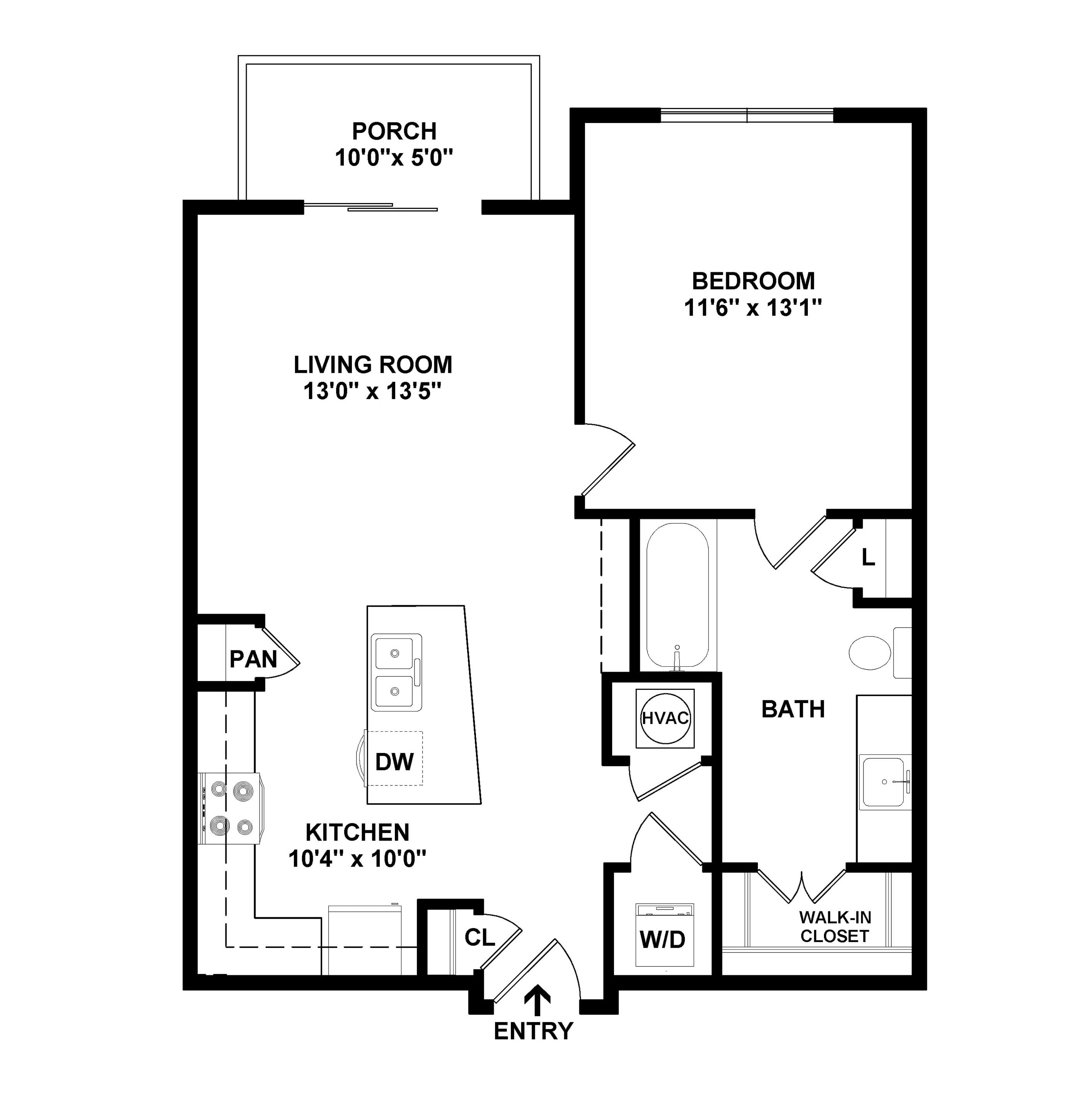 1 Bed/1 Bath-A2 floor plan