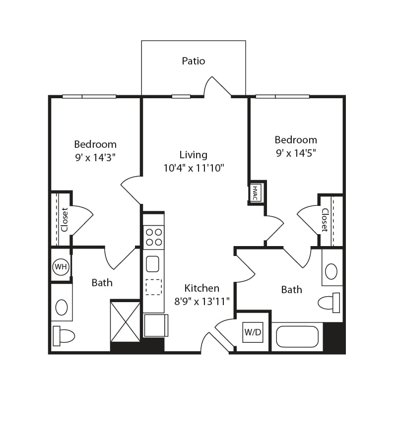 2 Bed/2 Bath-B8 floor plan