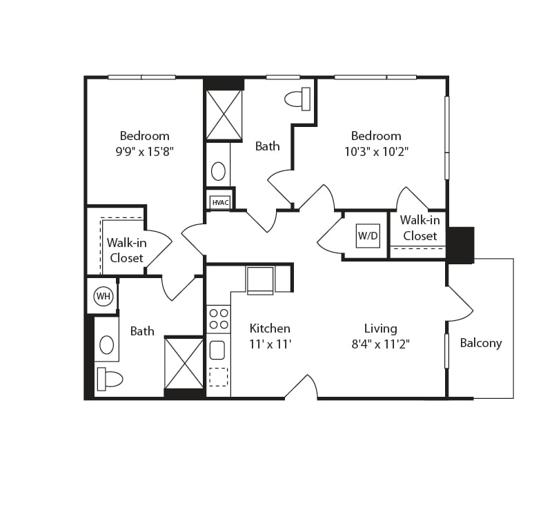 2 Bed/2 Bath-B25 floor plan