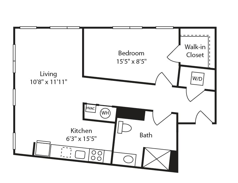 1 Bed/1 Bath-A29 floor plan