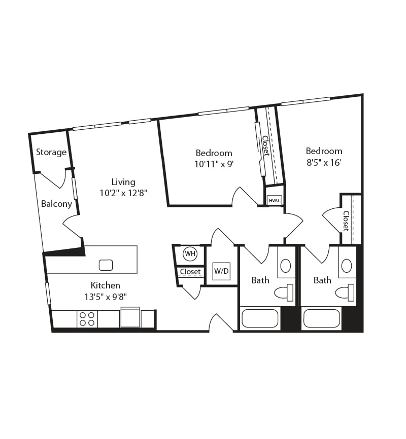 2 Bed/2 Bath-B14 floor plan