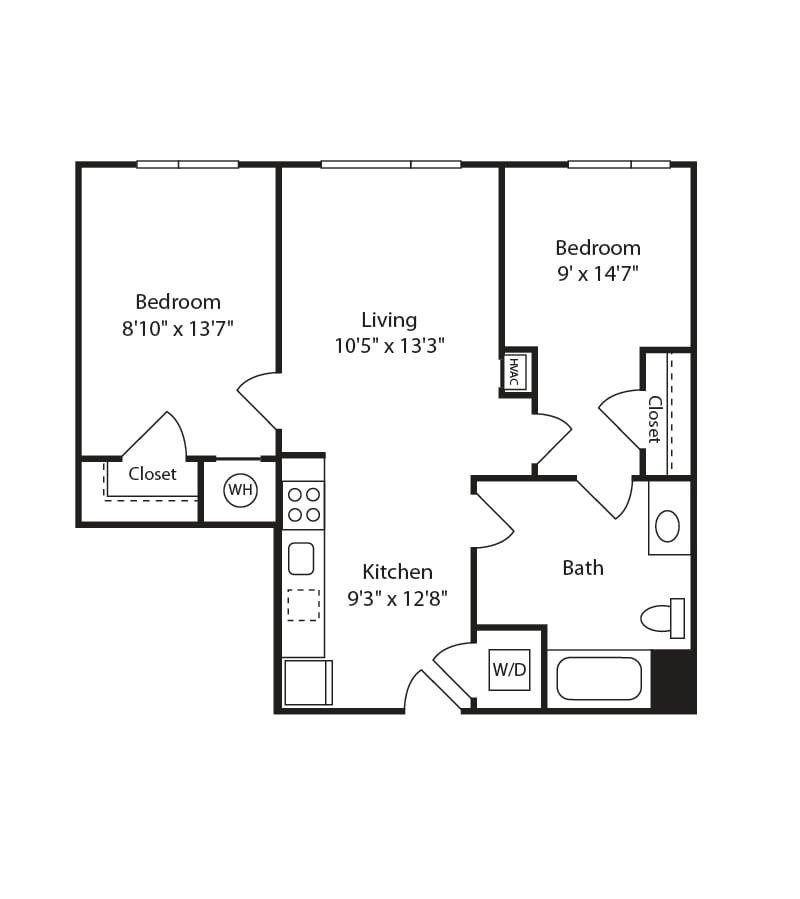 2 Bed/1 Bath-B18 floor plan