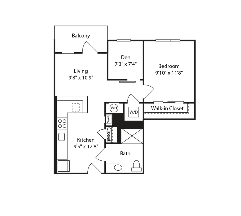 1 Bed/1 Bath-A26 floor plan