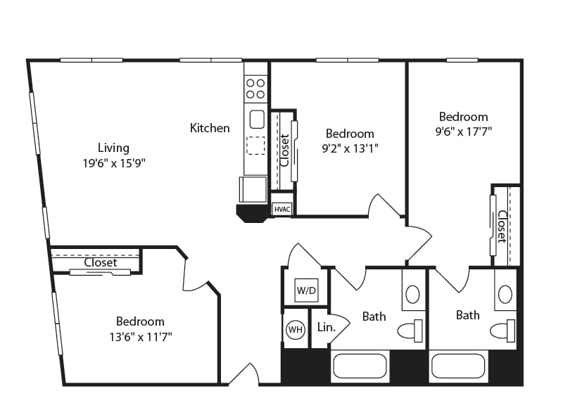 3 Bed/2 Bath-C6 floor plan
