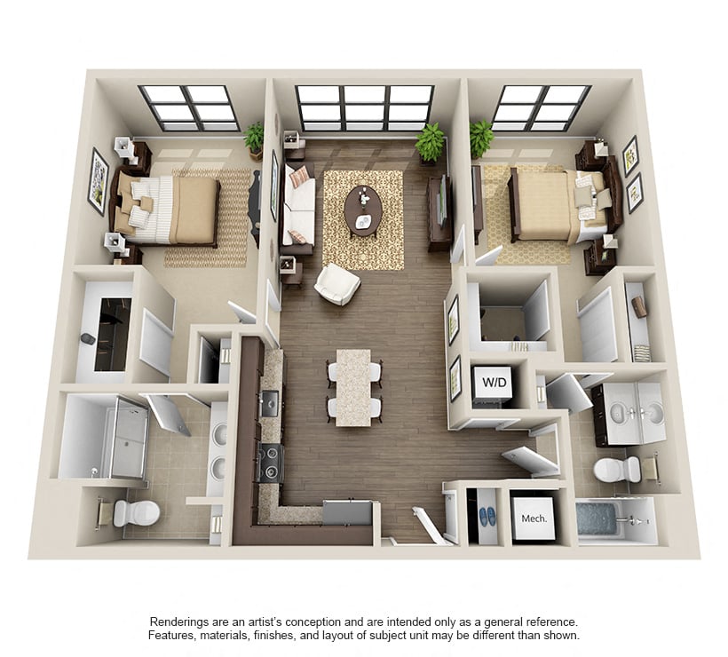 2 Bed 2 Bath-Stonehouse floor plan