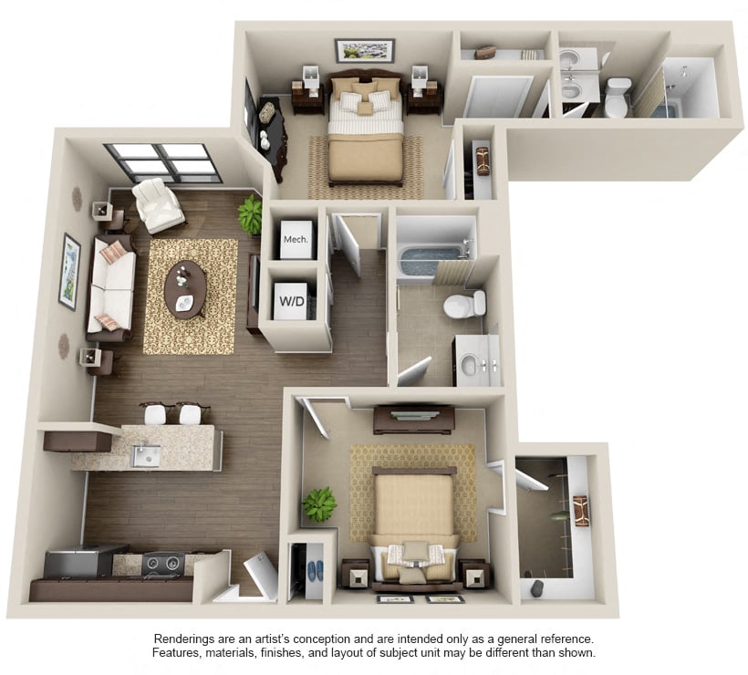 2 Bed 2 Bath-Harrison floor plan
