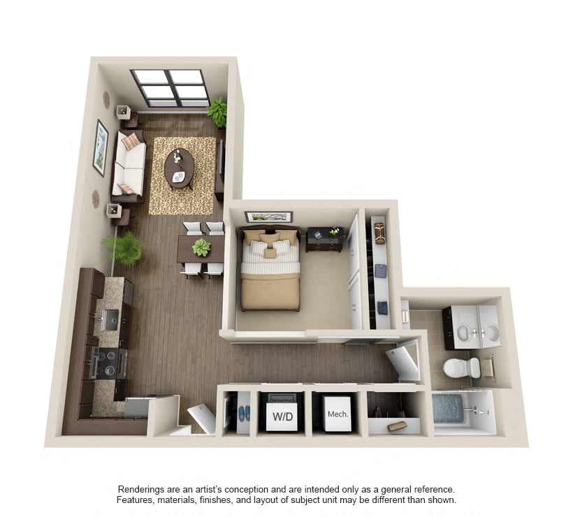 1 Bed 1Bath-Witten floor plan