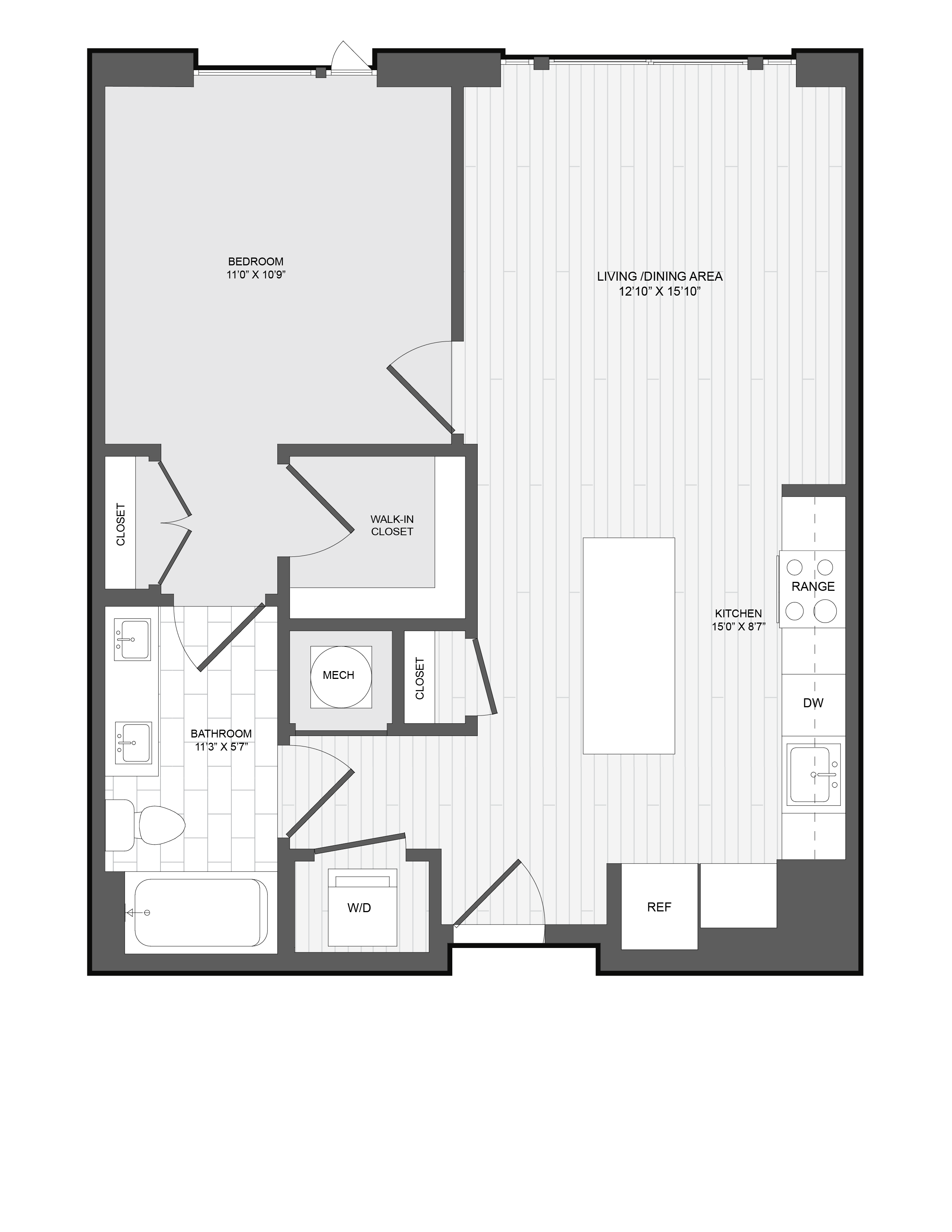 1 Bed1 Bath-1F floor plan