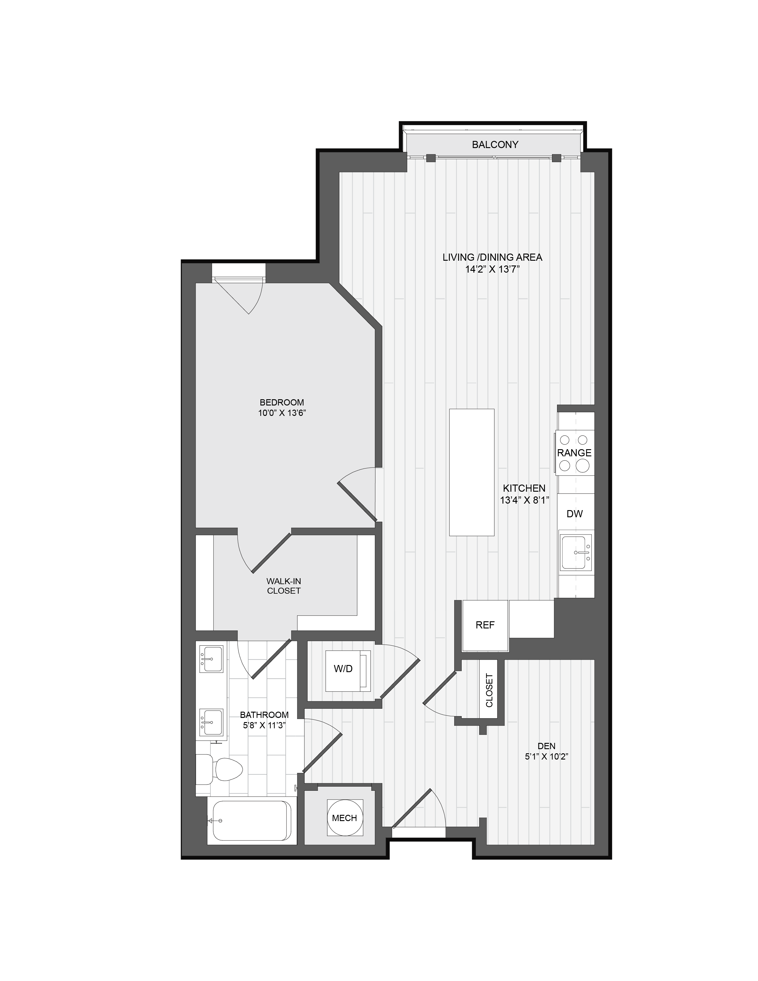 1 Bed1 Bath -1.5A floor plan