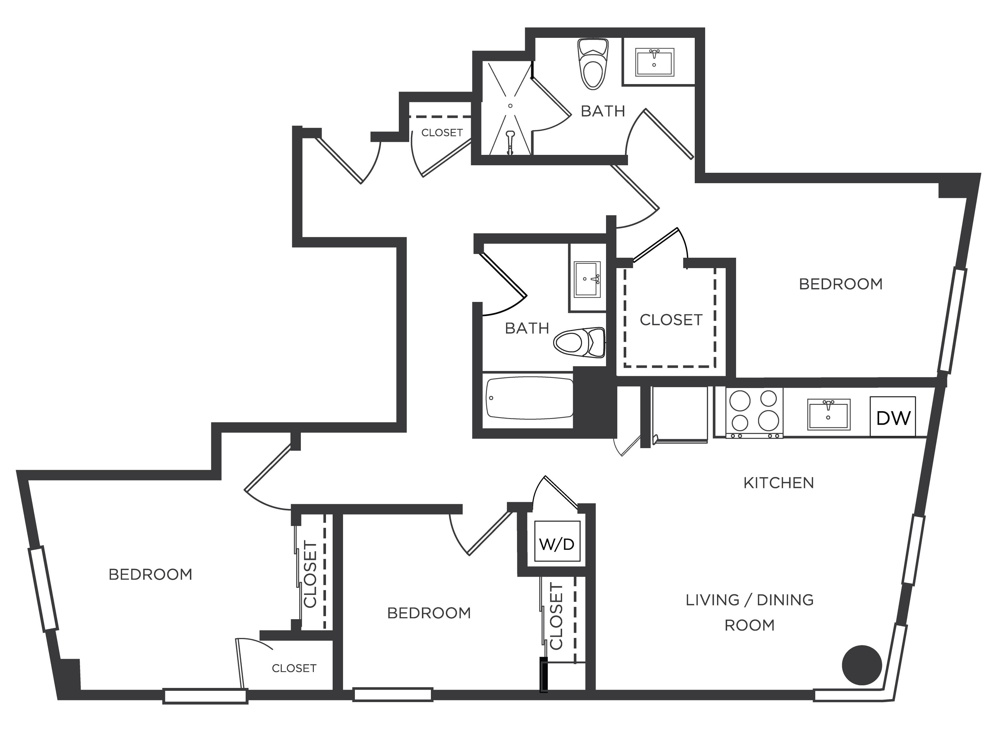 3 Bed/2 Bath-VV floor plan