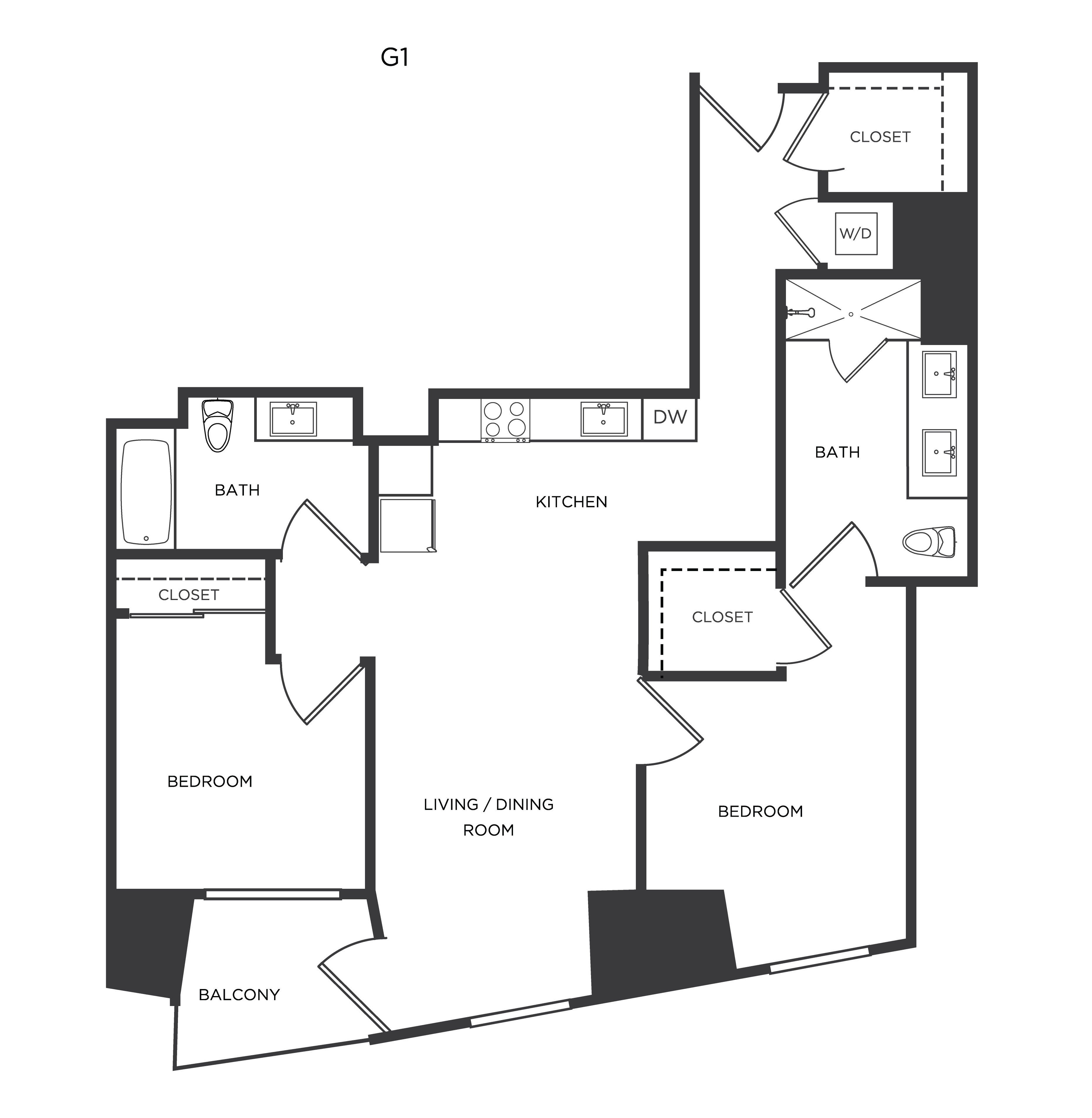 2 Bed/2 Bath-G floor plan