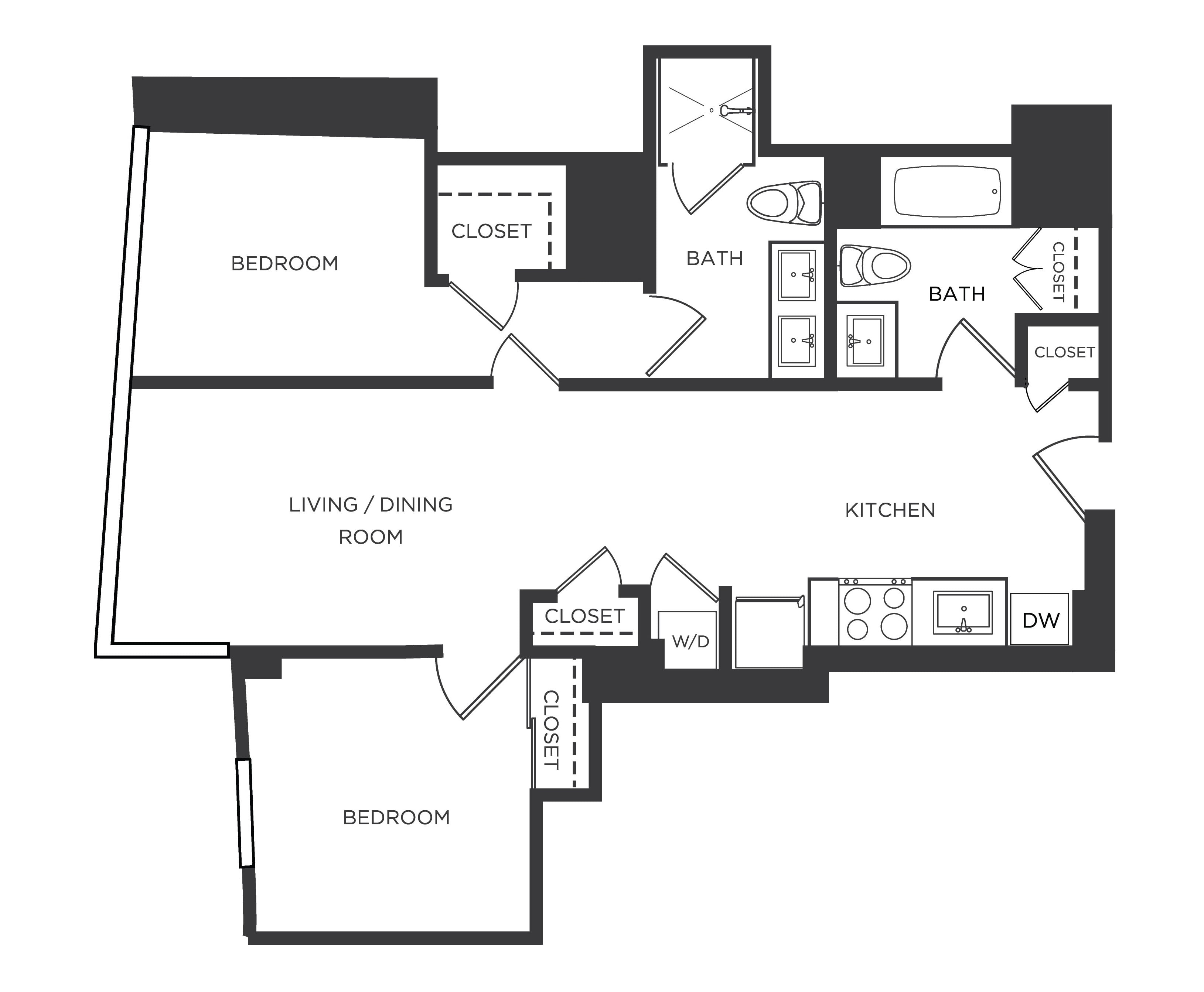 2 Bed/2 Bath-W floor plan