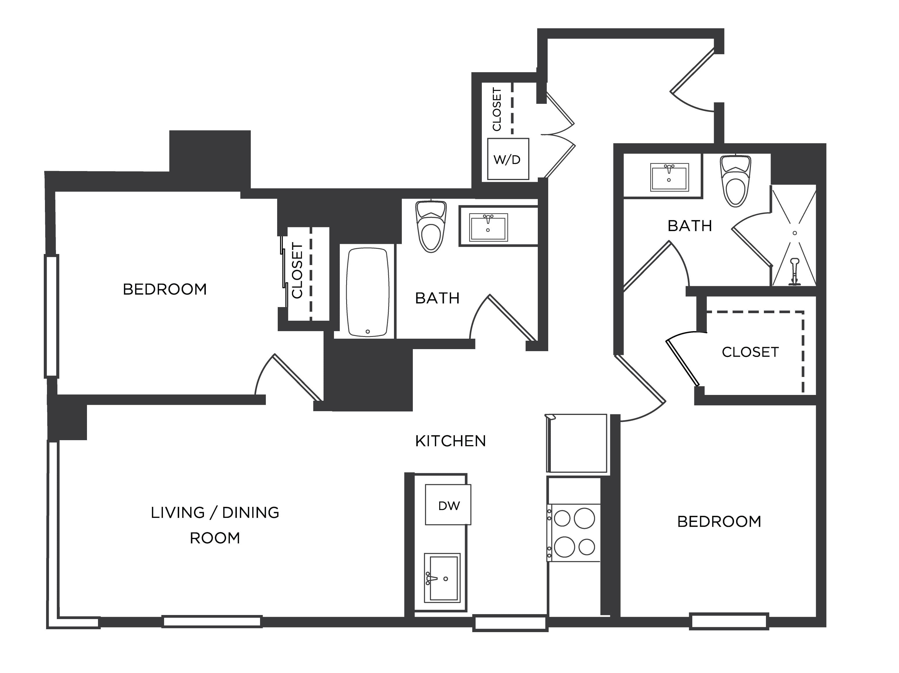 2 Bed/2 Bath-U floor plan