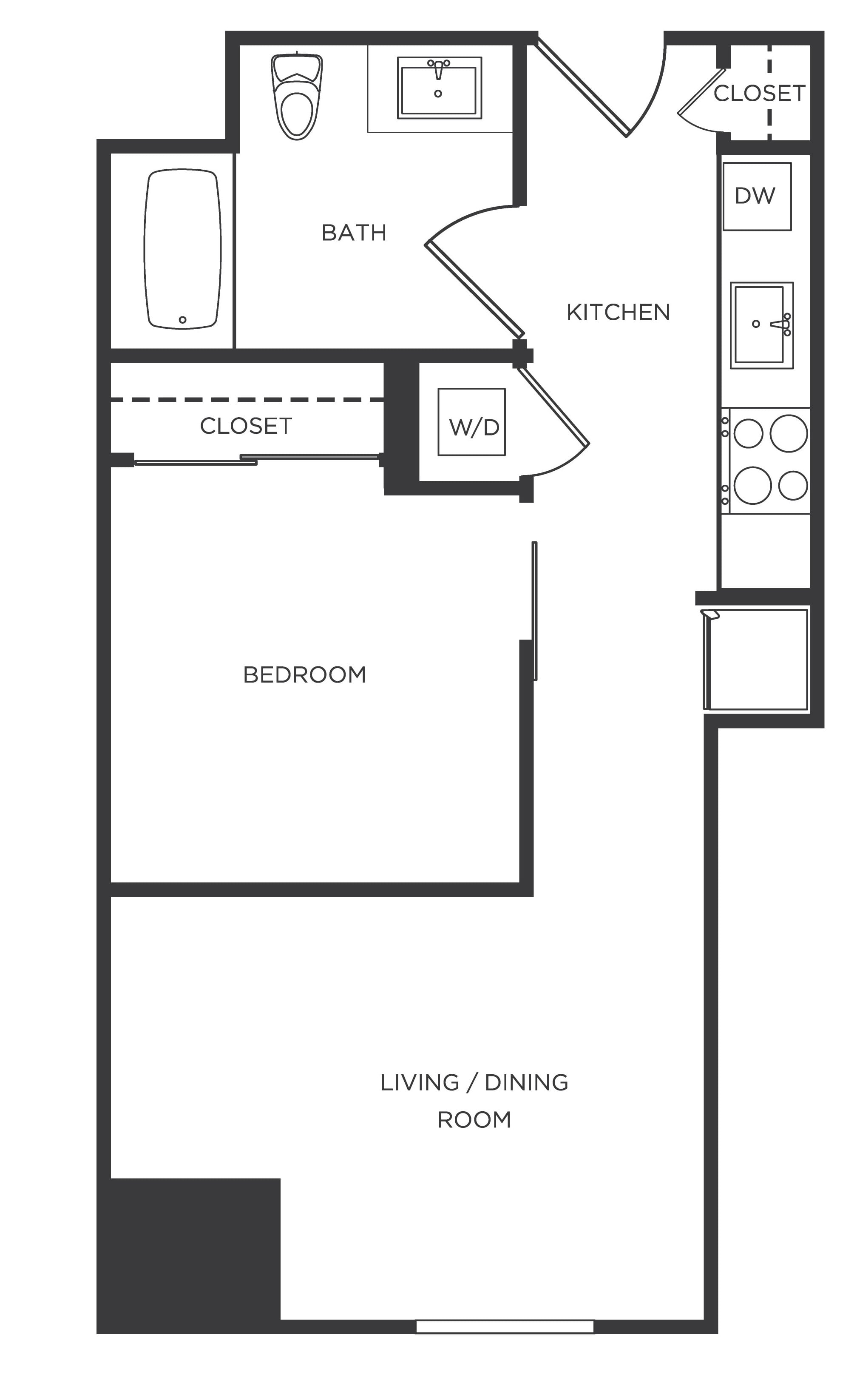 Jr 1 Bed/1 Bath-P floor plan