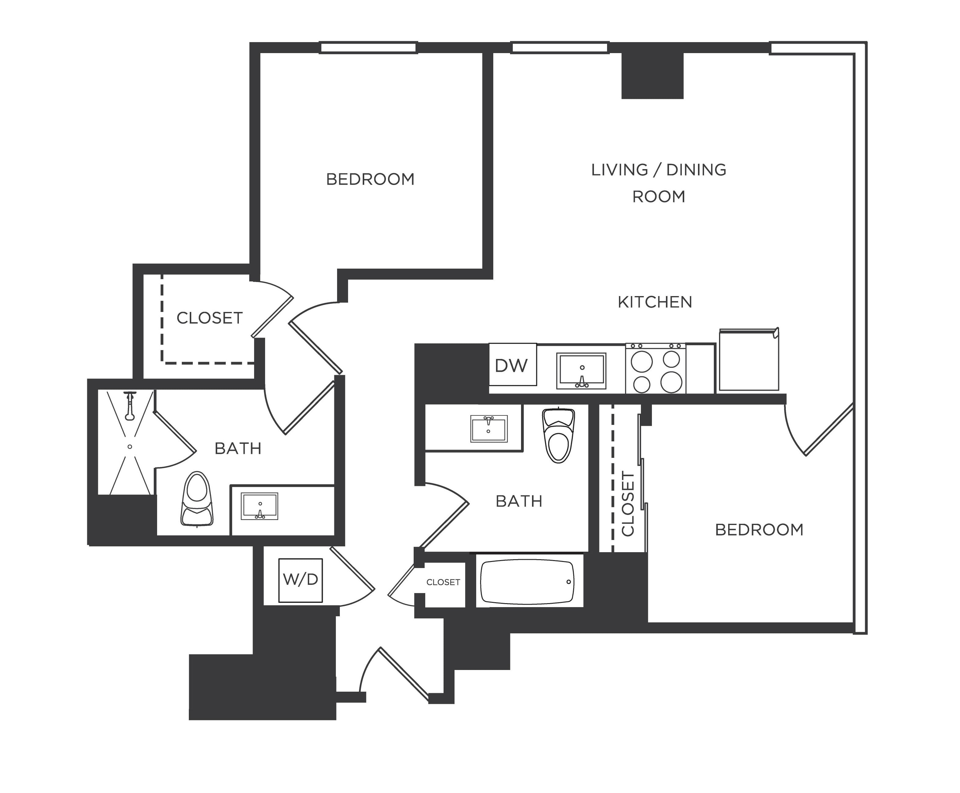 2 Bed/2 Bath-D floor plan