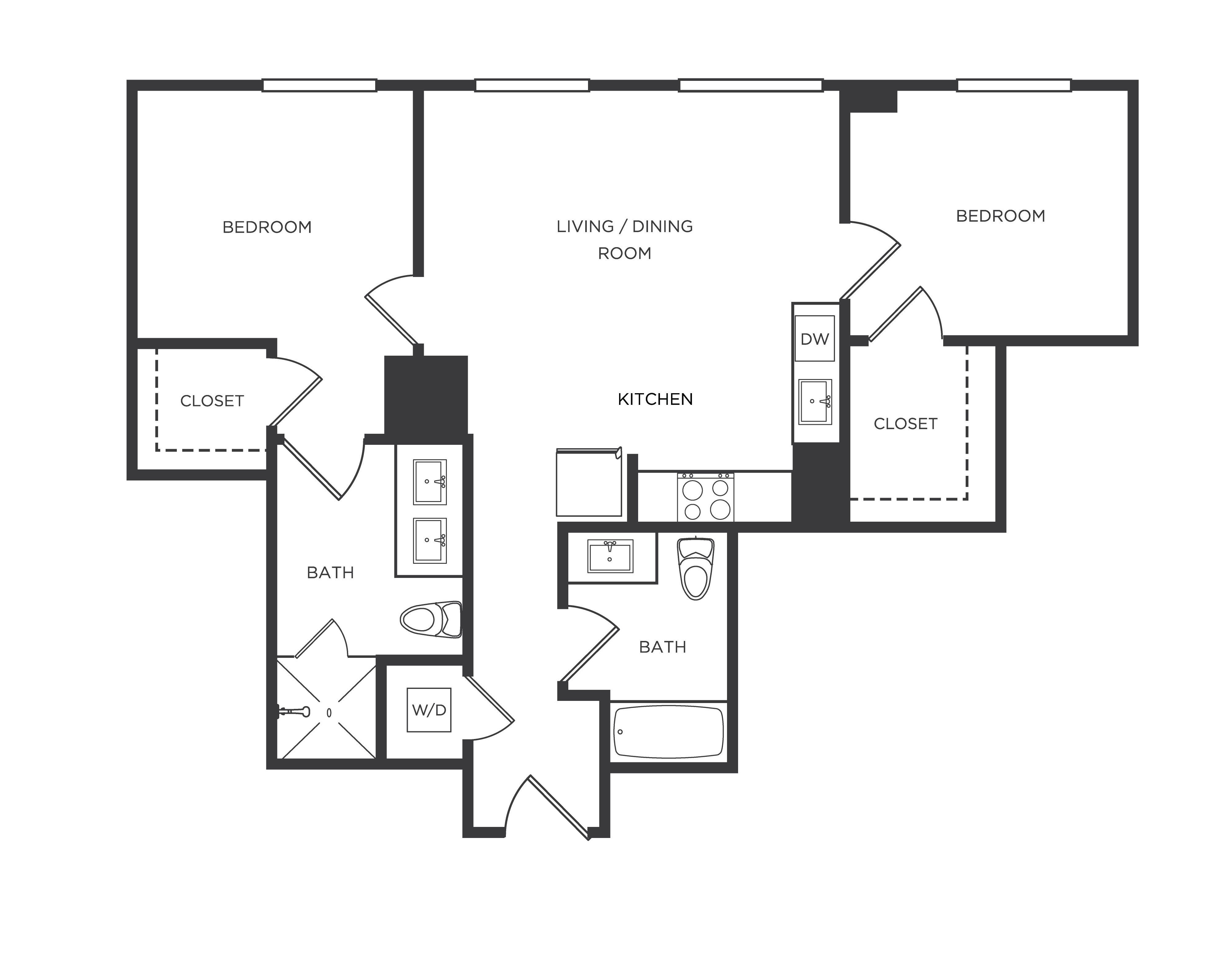2 Bed/2 Bath-B floor plan