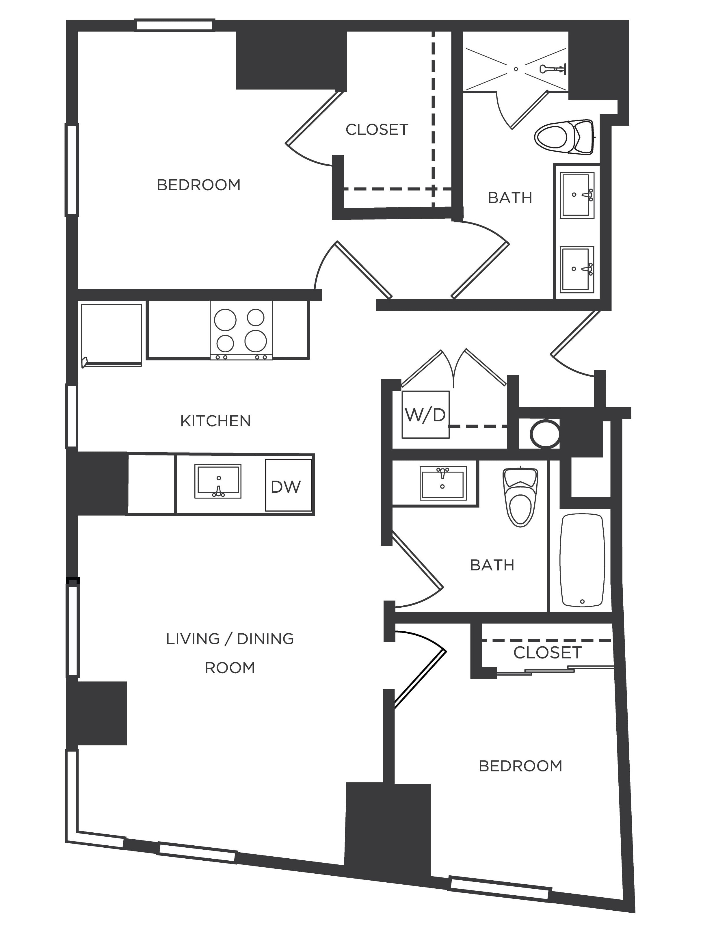 2 Bed/2 Bath-K floor plan