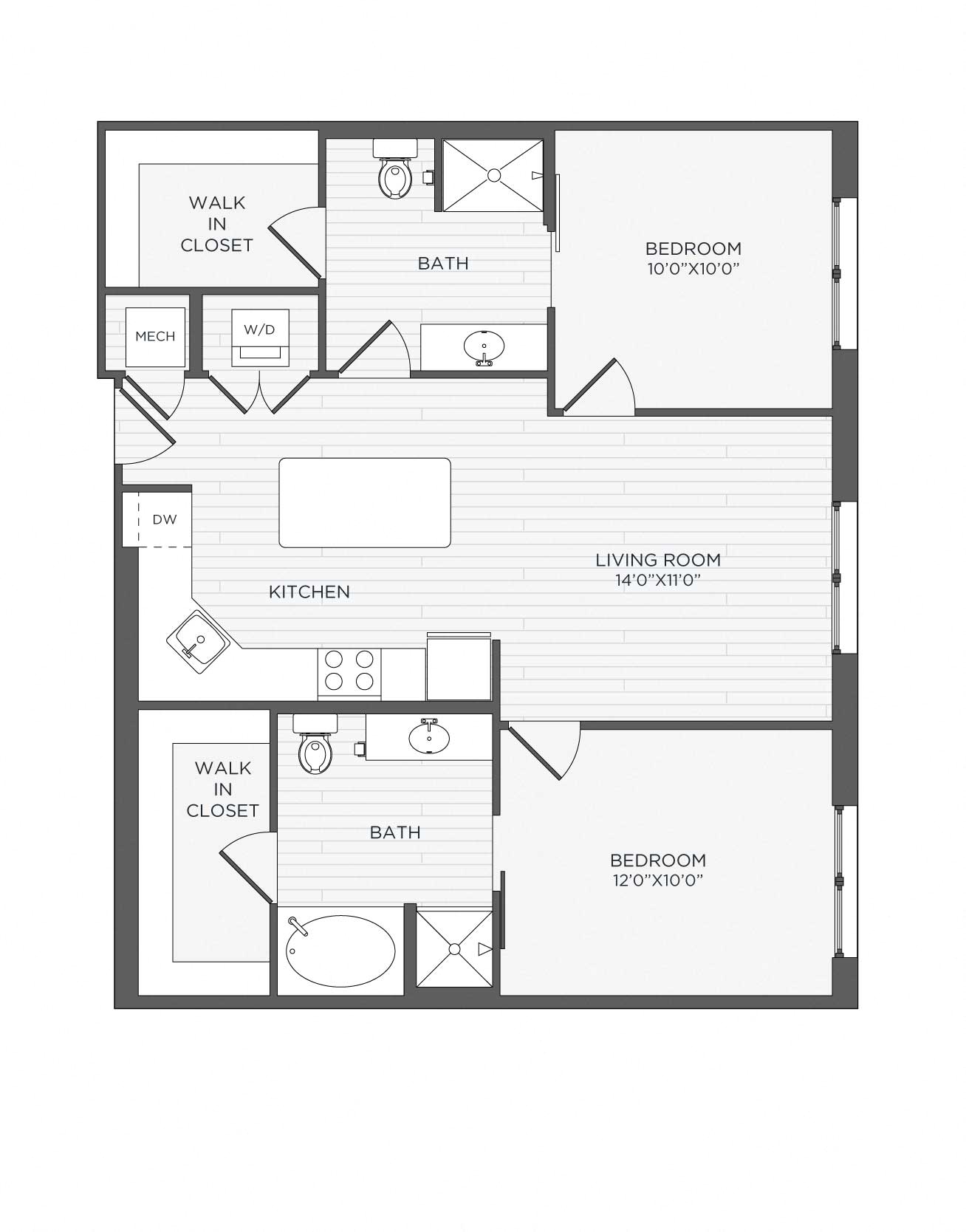 2 Bed 2 Bath-B1 - Coronado floor plan