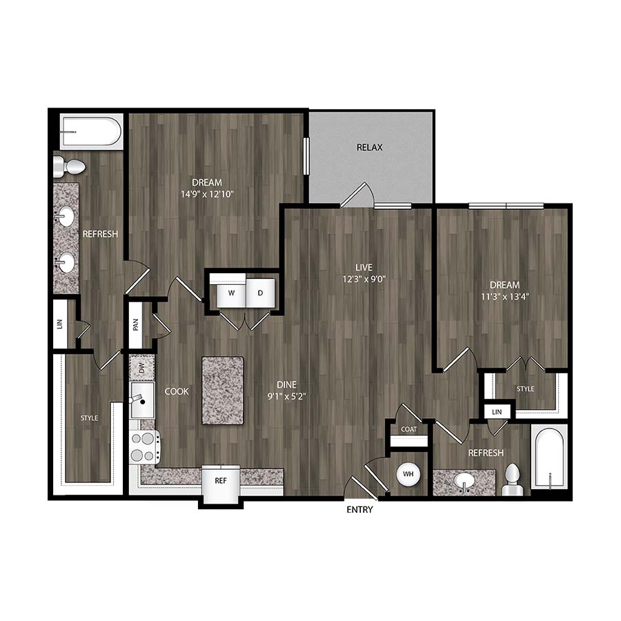 B2 - 2X2 floor plan