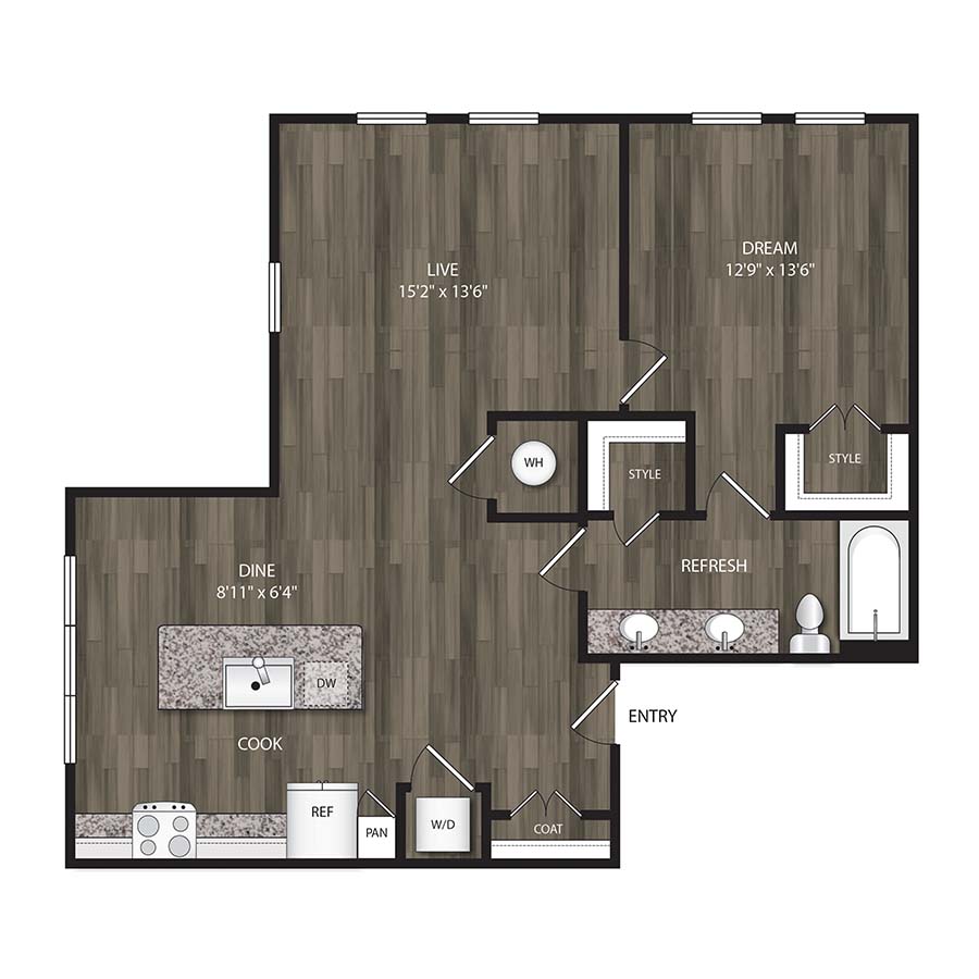 A3 - 1X1 floor plan