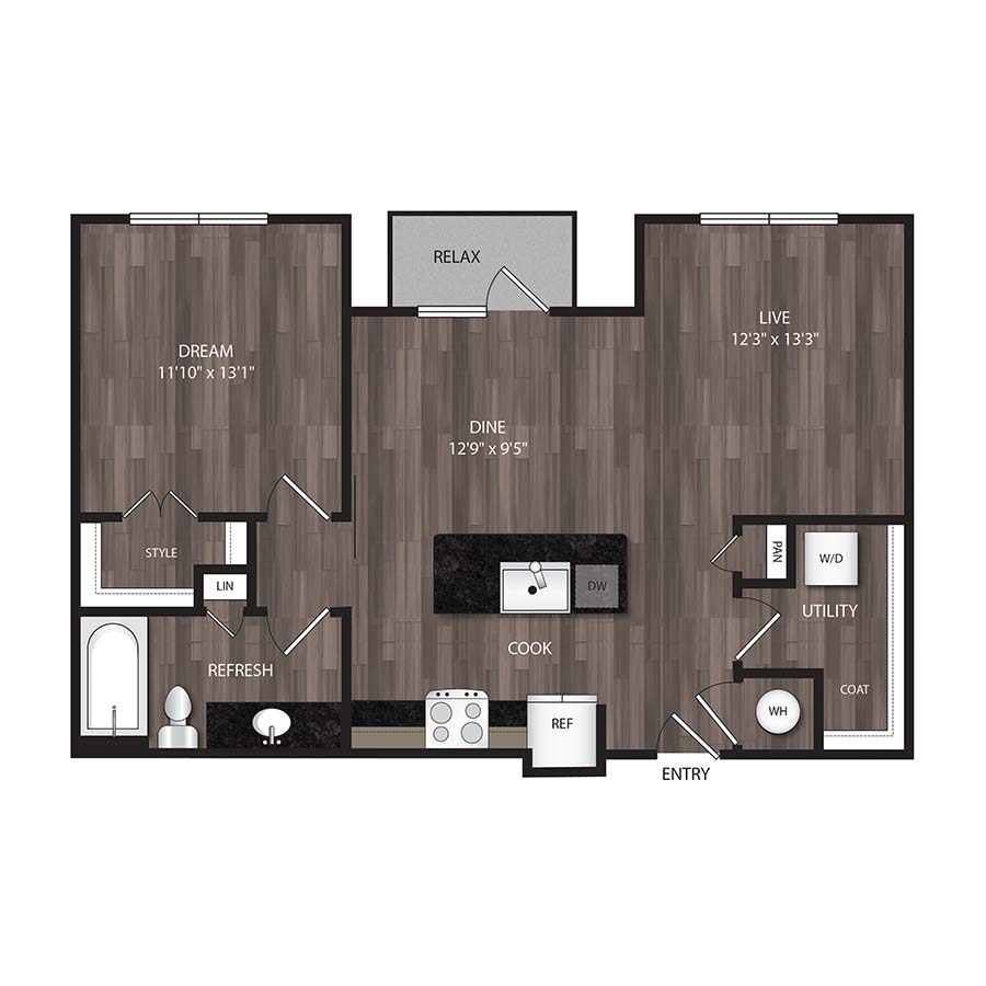 A2 - 1X1 floor plan