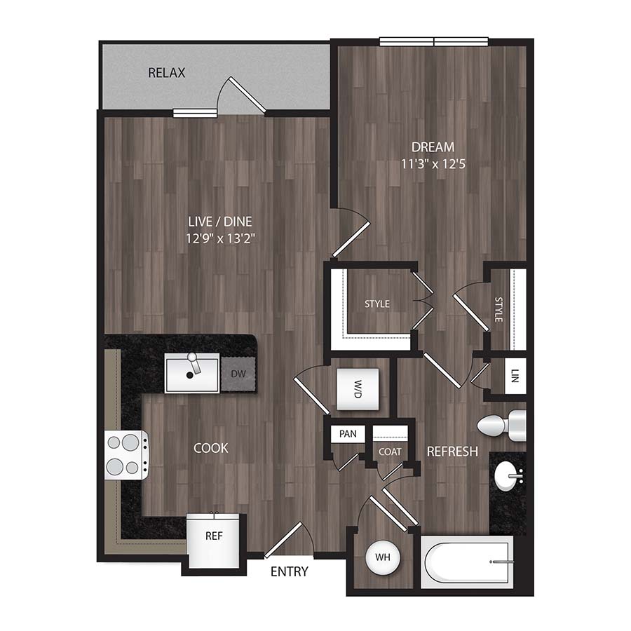A1 - 1X1 floor plan