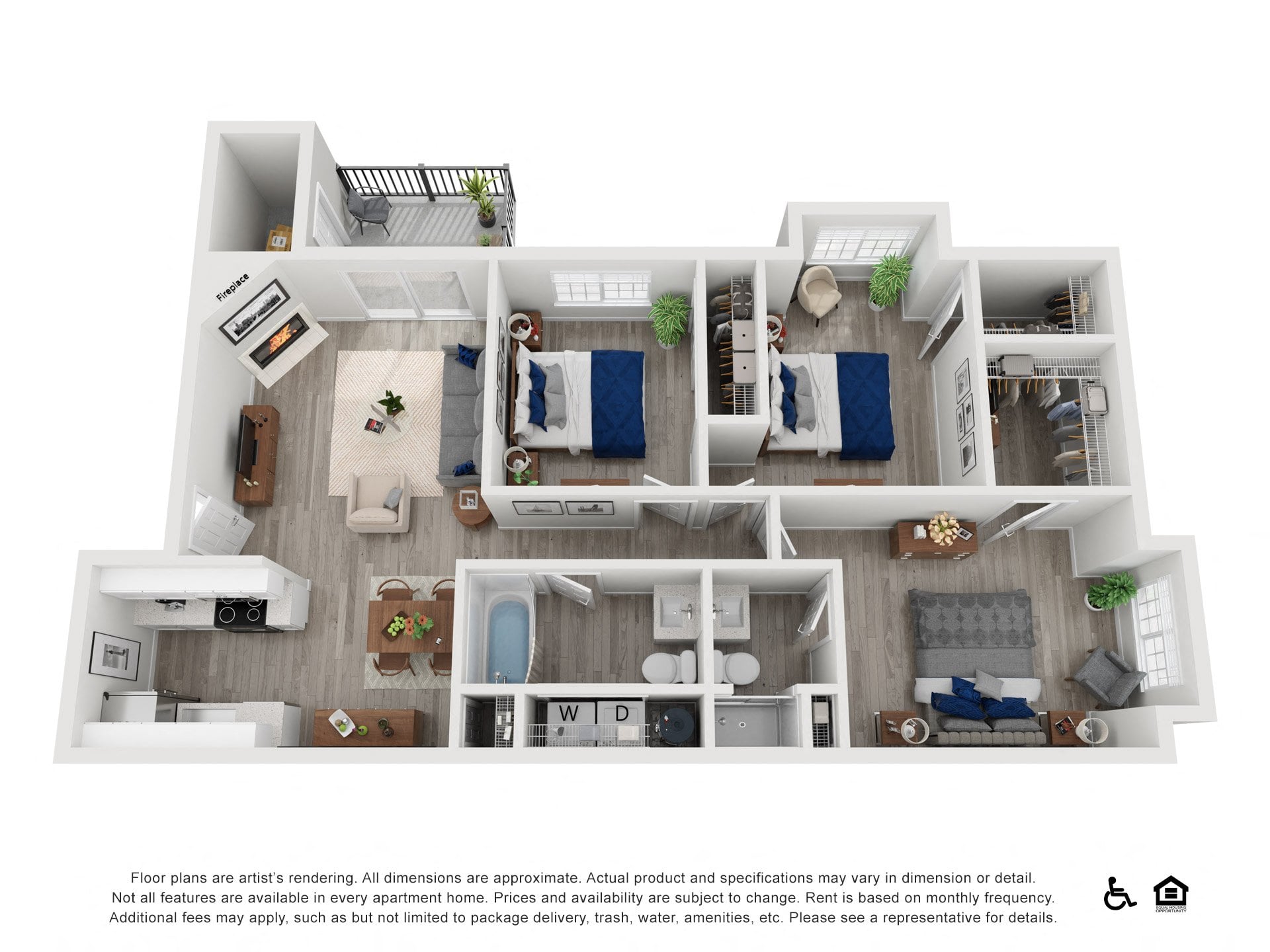 3x2 Renovated floor plan