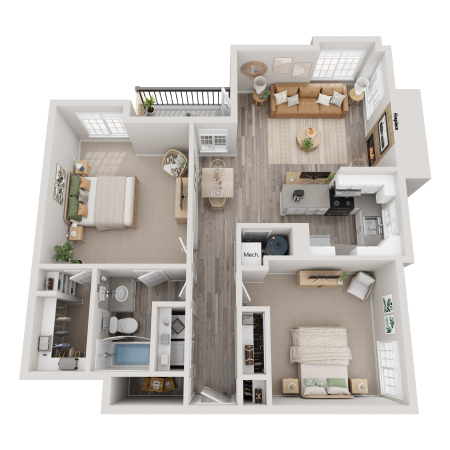 2x1 966sf floor plan