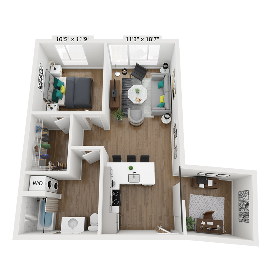 M1BW/DEN-2 floor plan