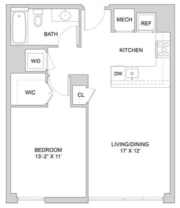 1 Bed_1 Bath-A1_1BR_B floor plan