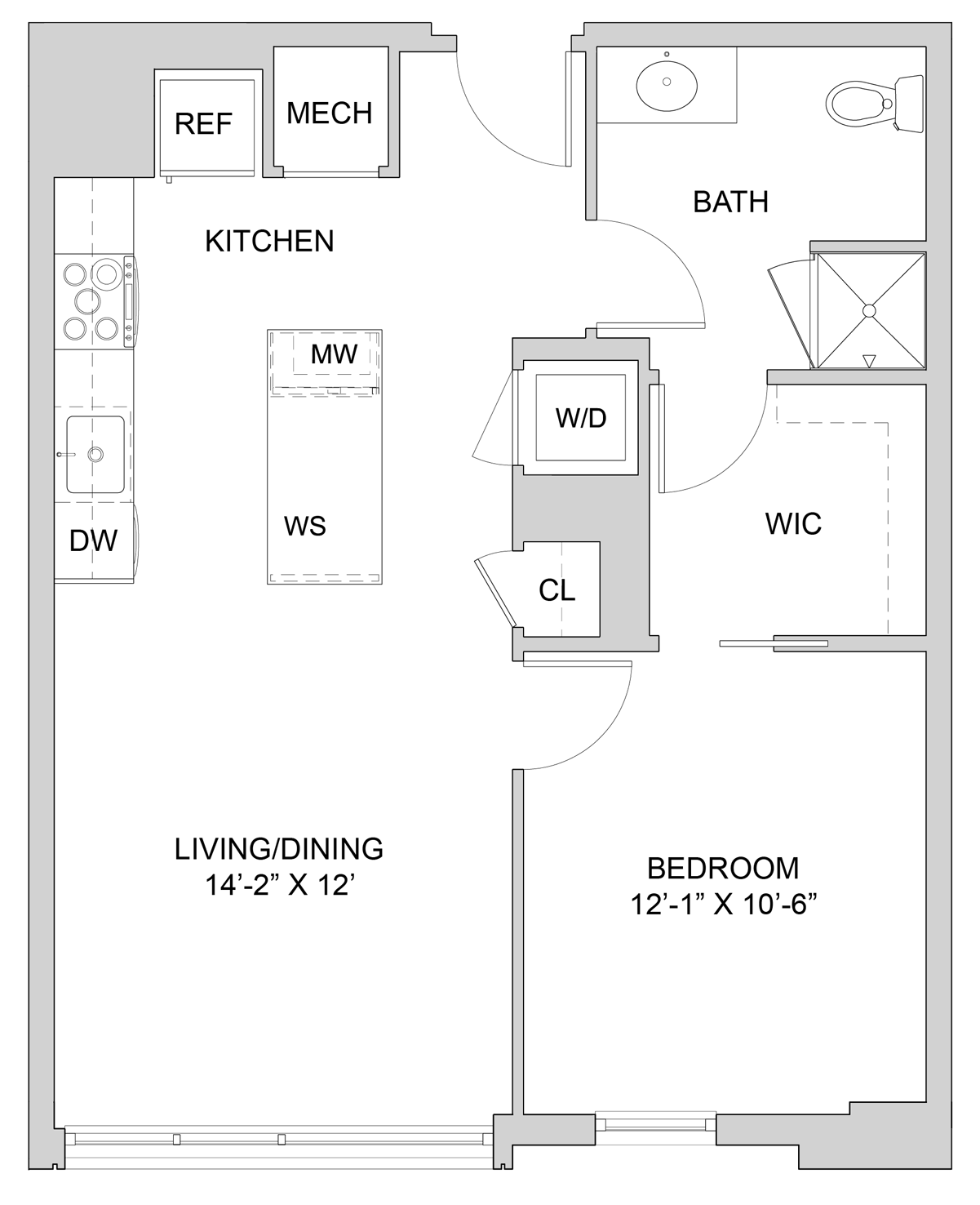1 Bed_1 Bath-A3_1BR_A_Ansi A floor plan