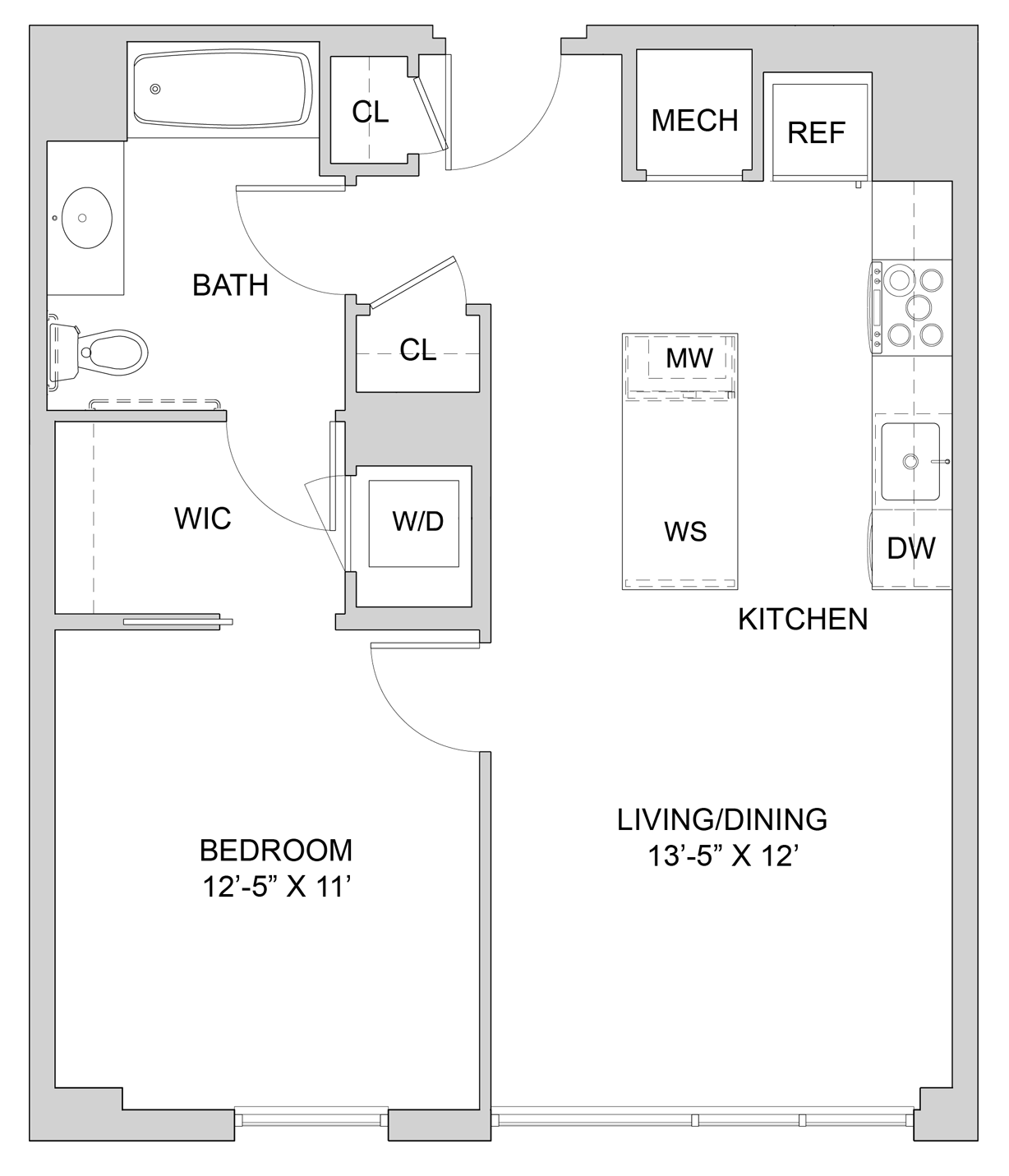 1 Bed_1 Bath-A1_1BR_B.1_ANSI A floor plan