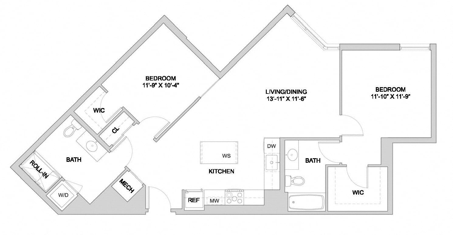 2 Bed_2 Bath-A1_2BR_SE_Ansi A floor plan