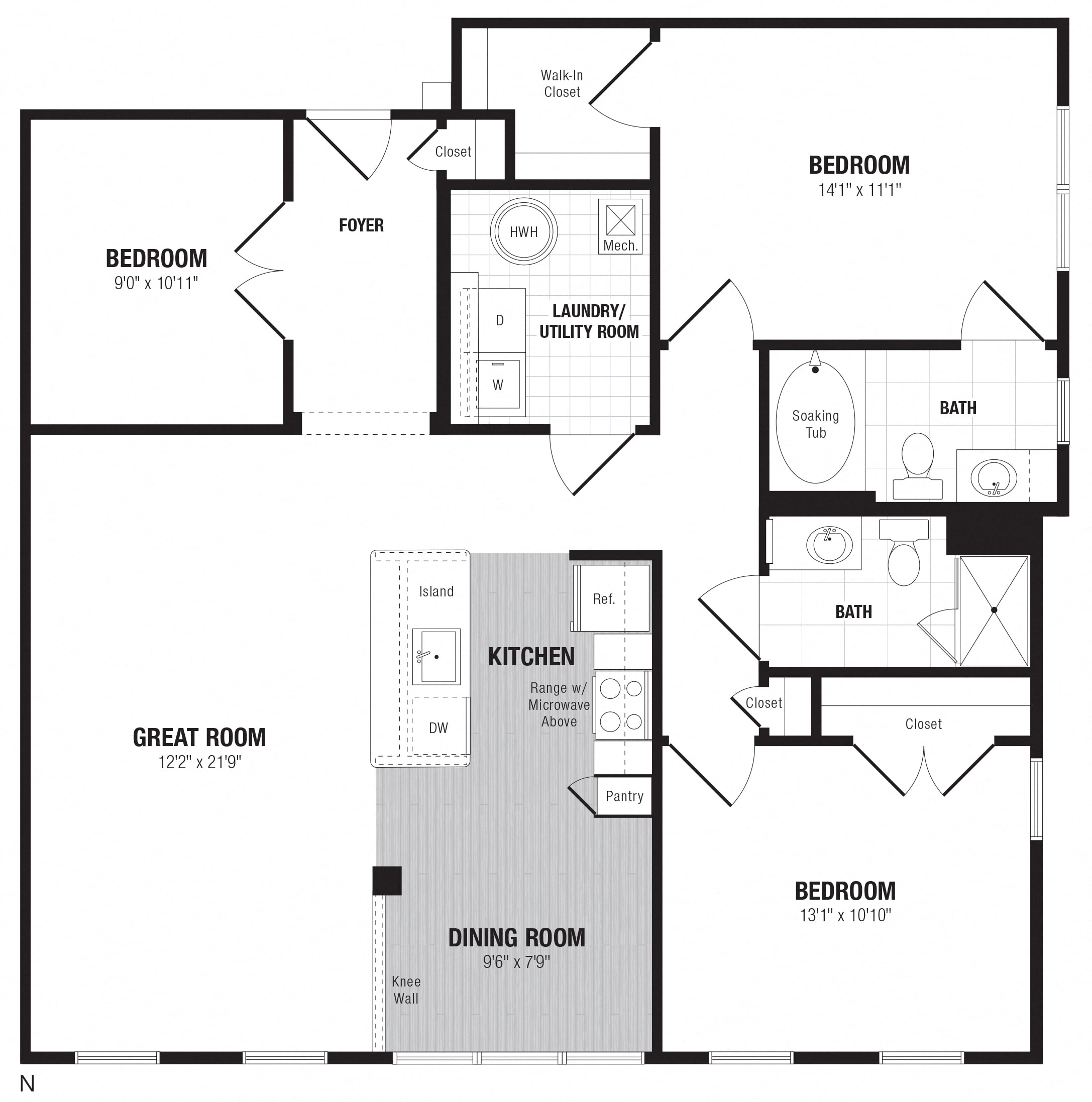 2 Bed/2 Bath Den-N floor plan