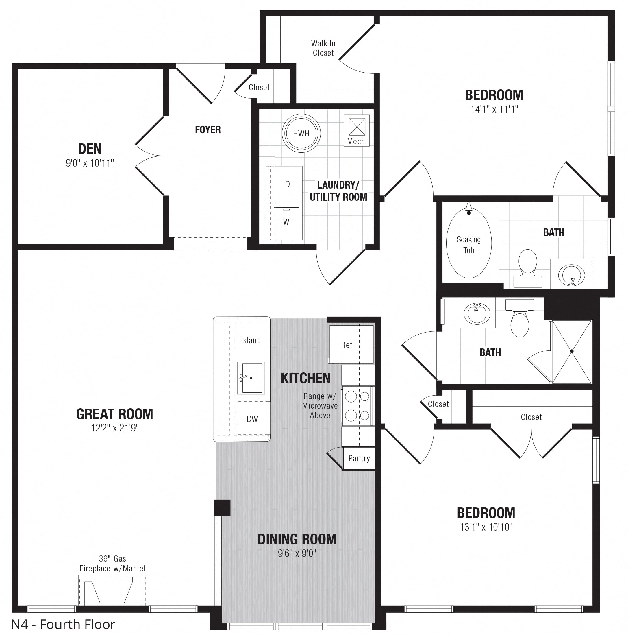 2 Bed/2 Bath Den-N4 floor plan