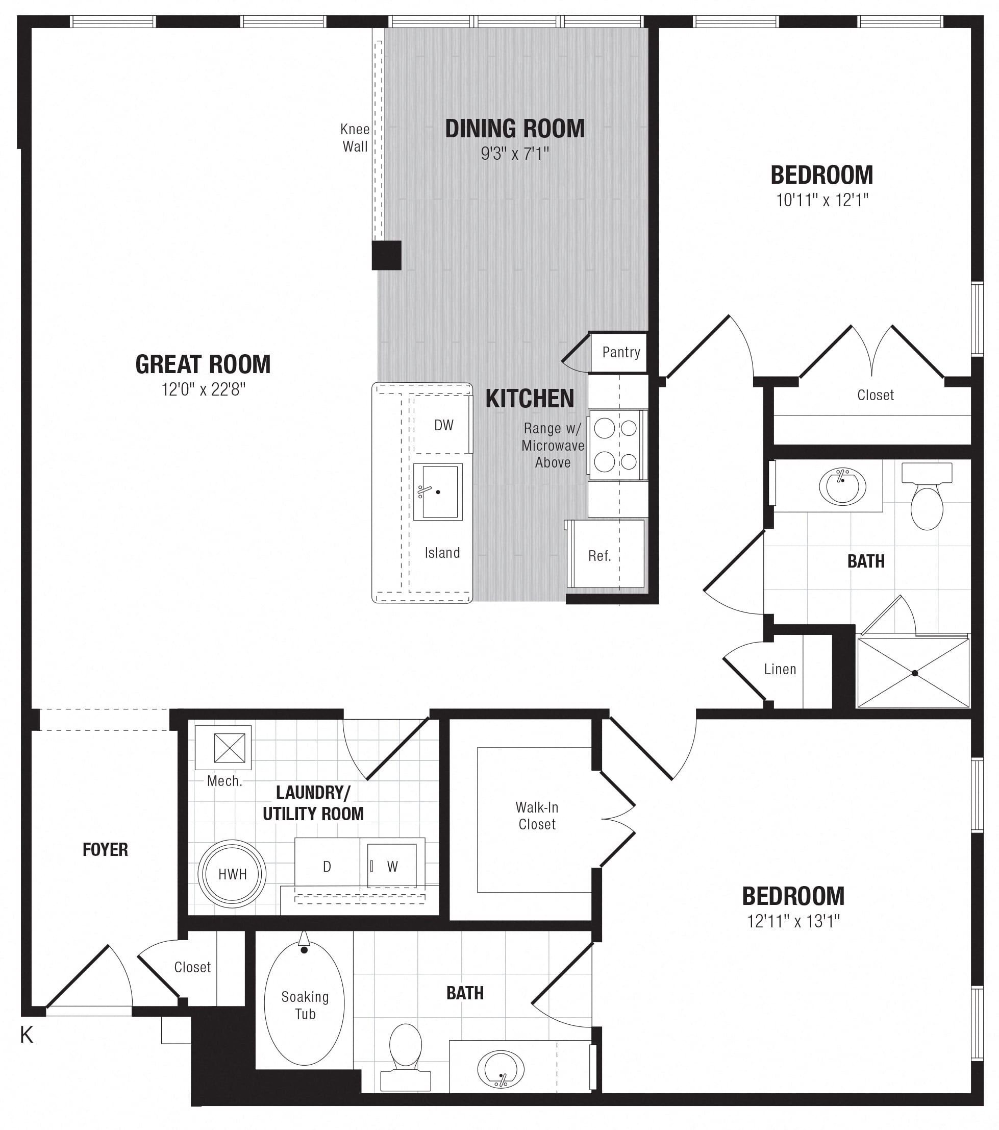 2 Bed/2 Bath-K floor plan