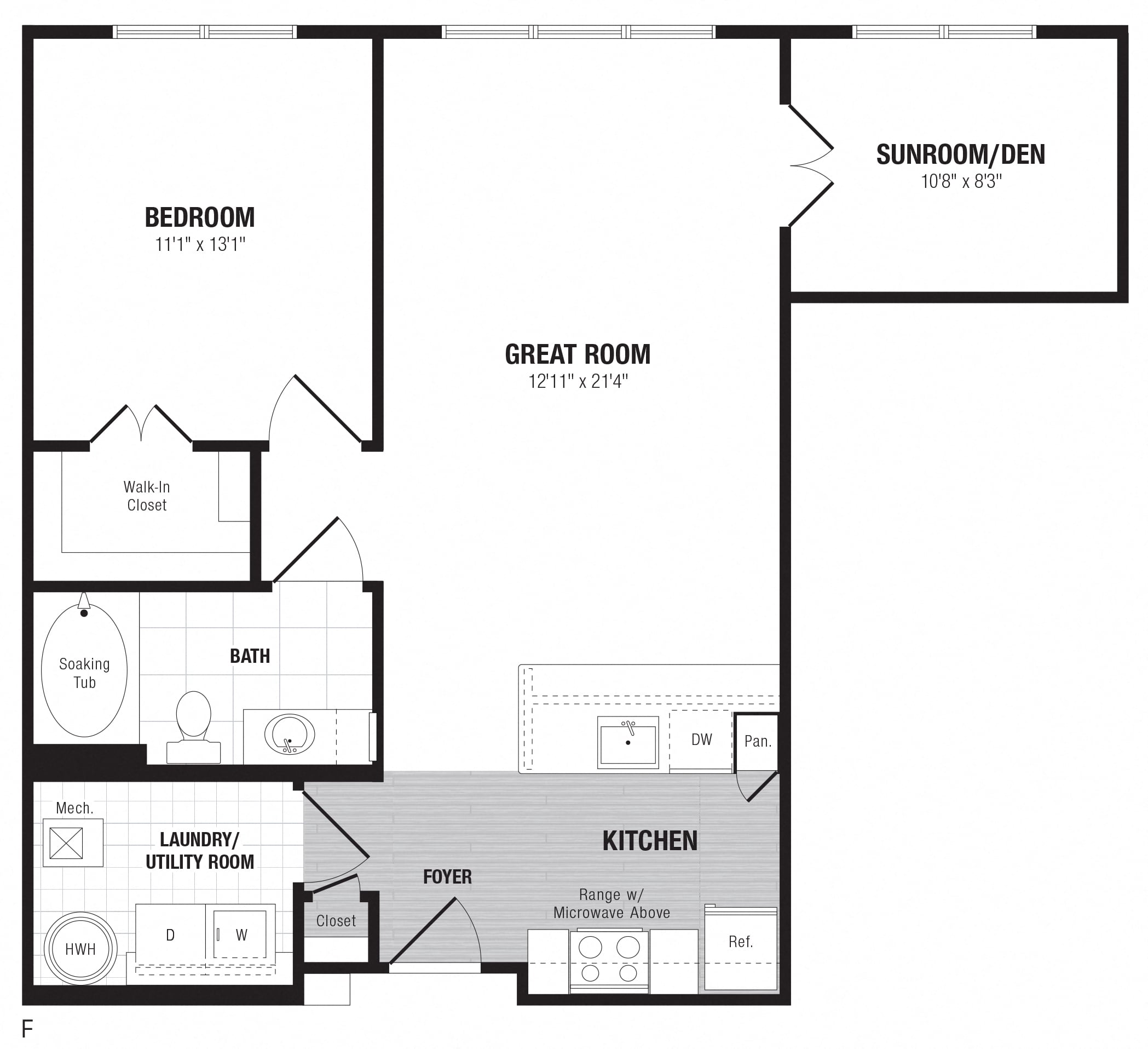 1 Bed/1 Bath Den-F floor plan