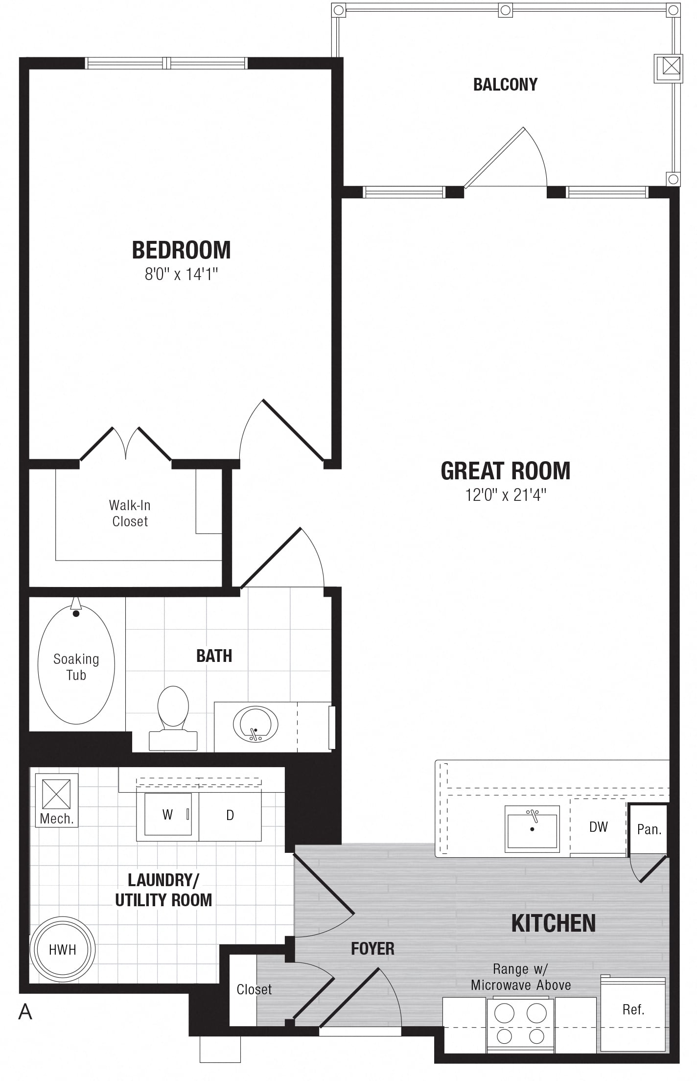 1 Bed/1 Bath-A floor plan