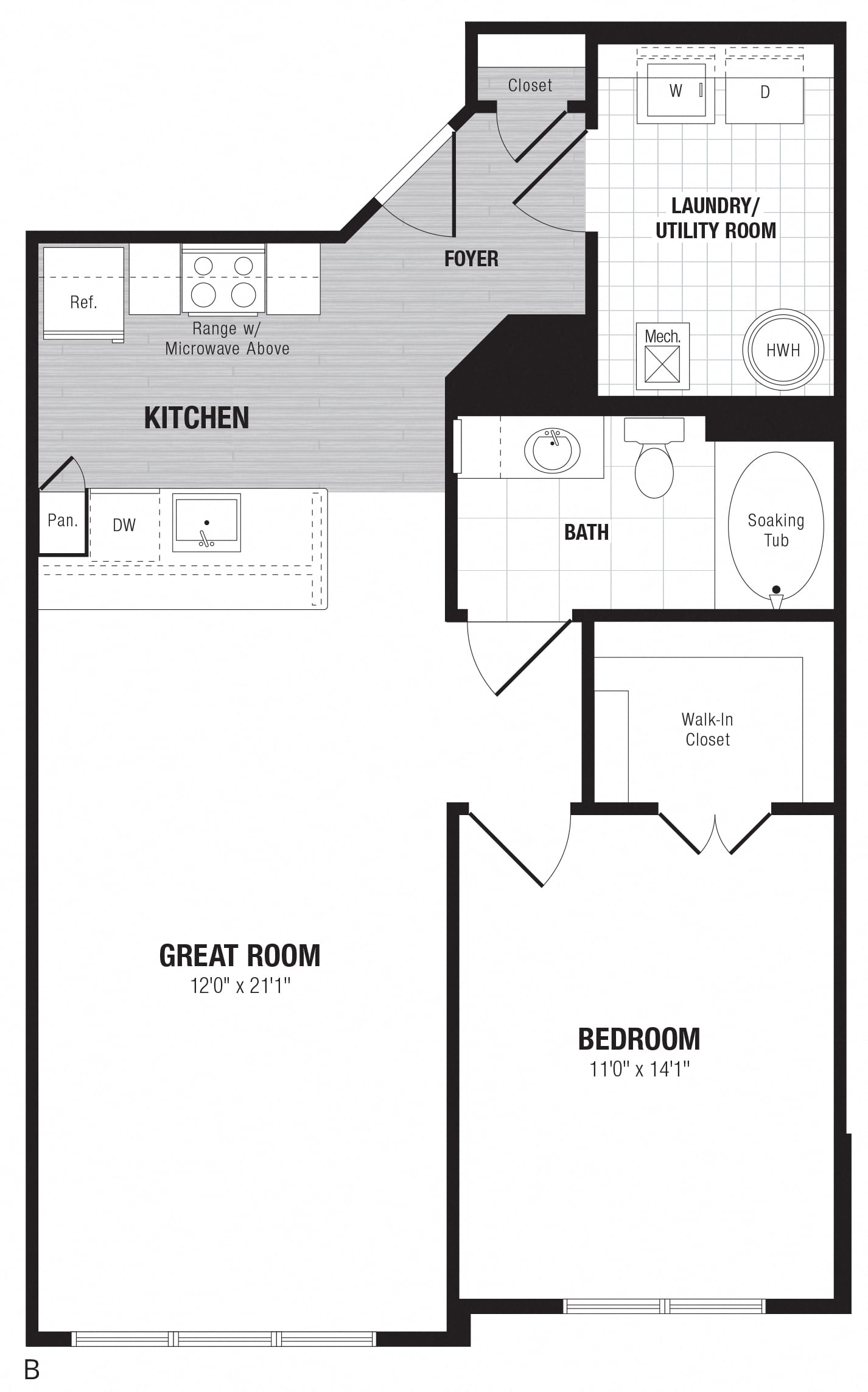 1 Bed/1 Bath-B floor plan