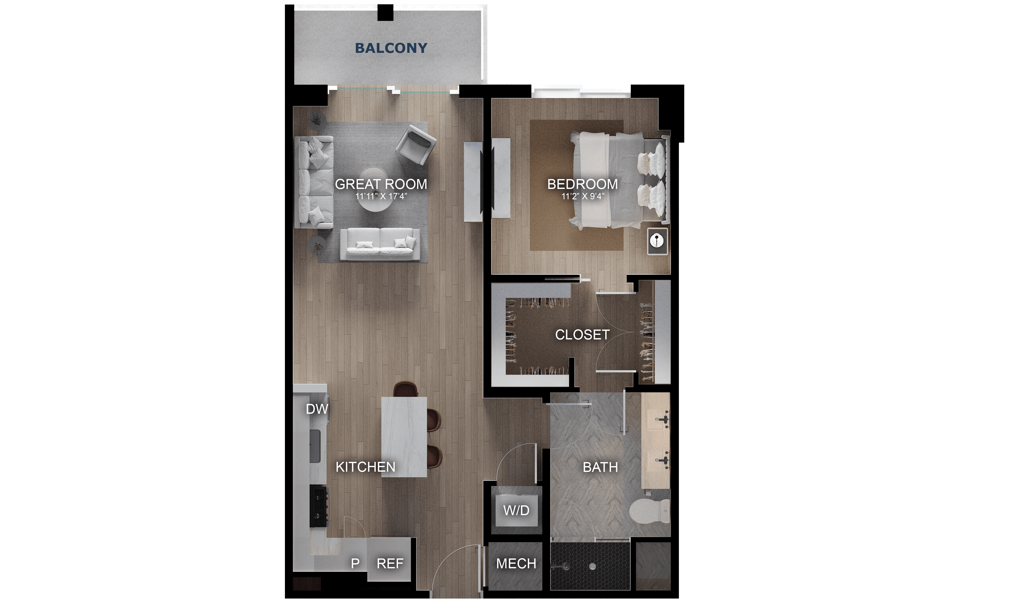 1 Bed/1 Bath-A1-X floor plan