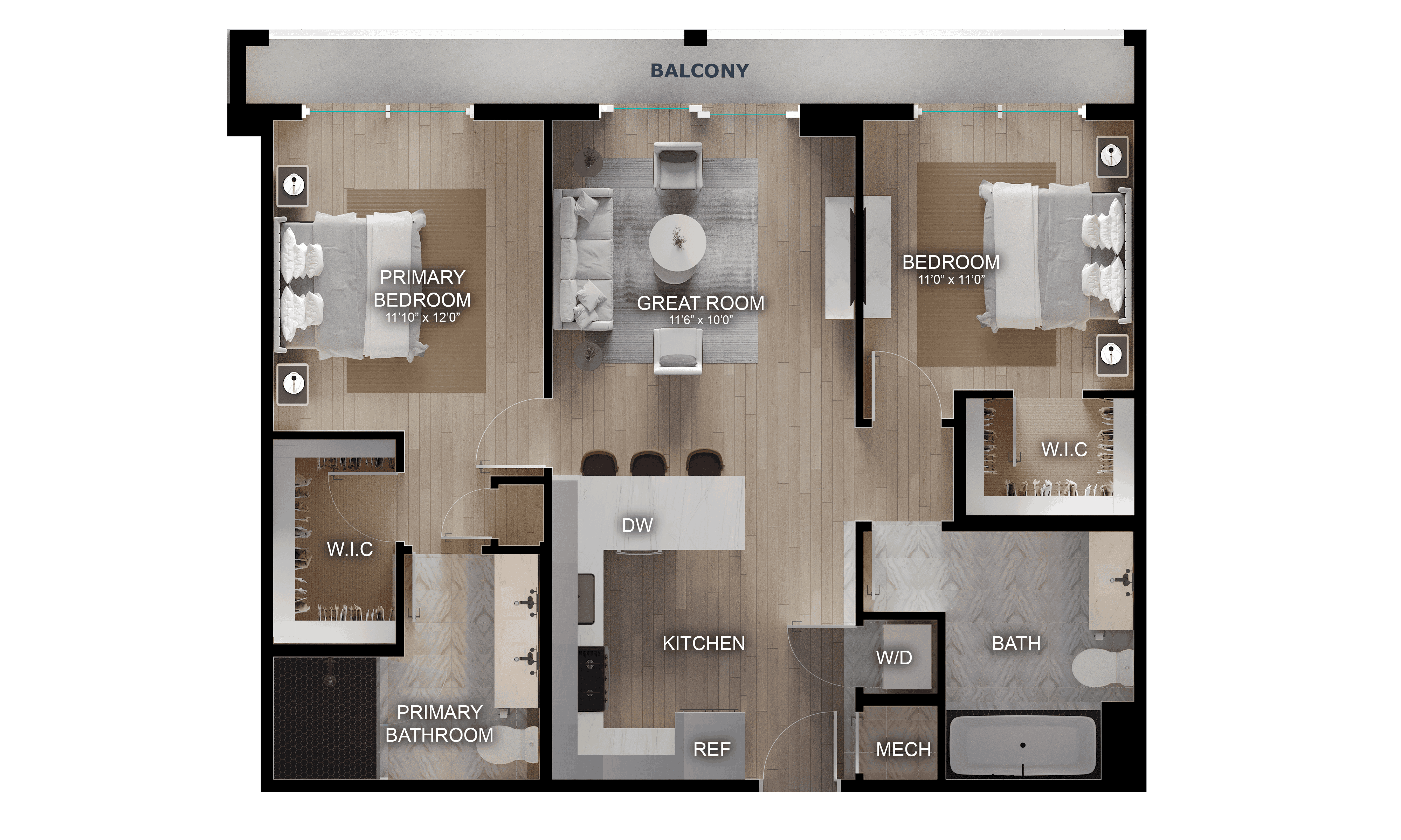 2 Bed/2 Bath-C1 floor plan