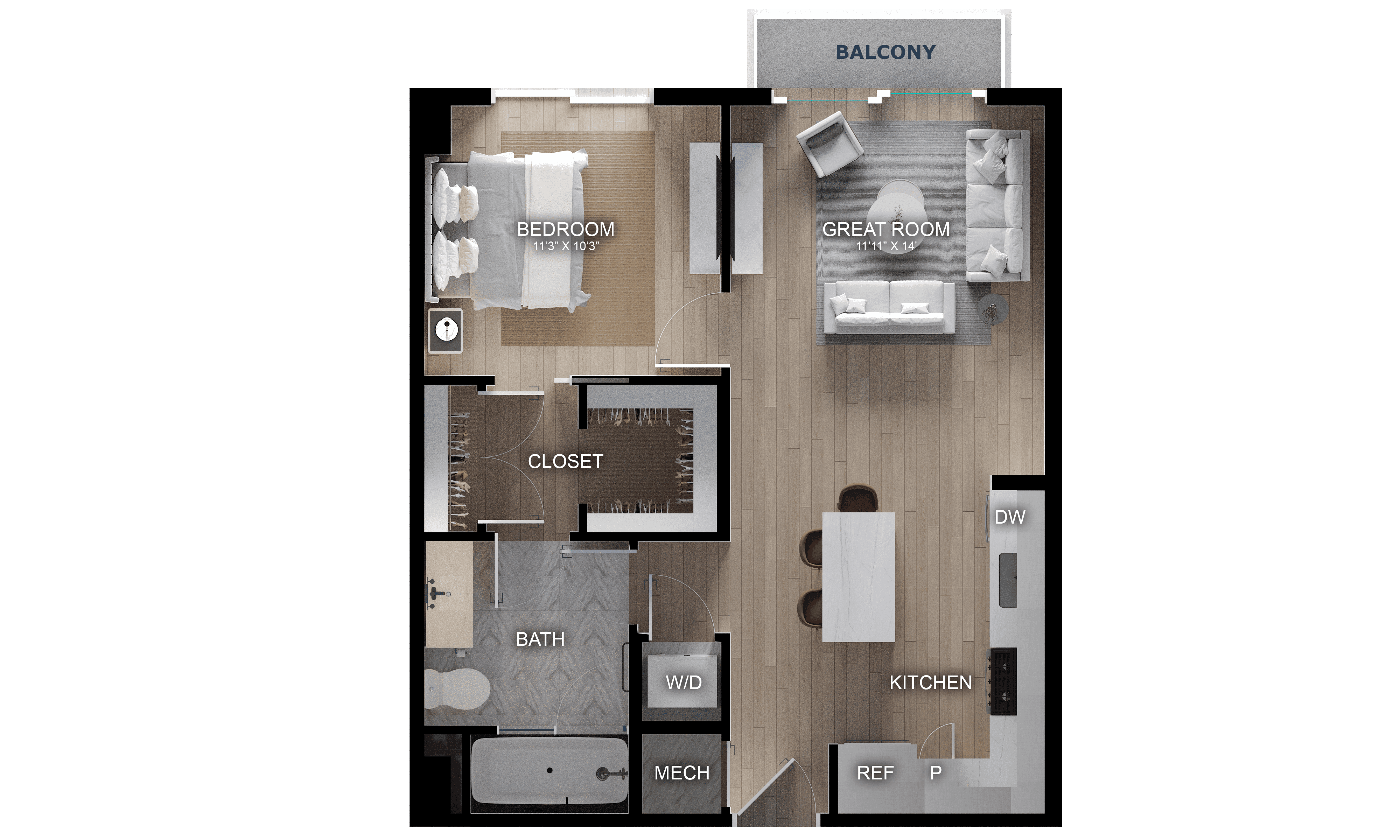1 Bed/1 Bath-A1 floor plan