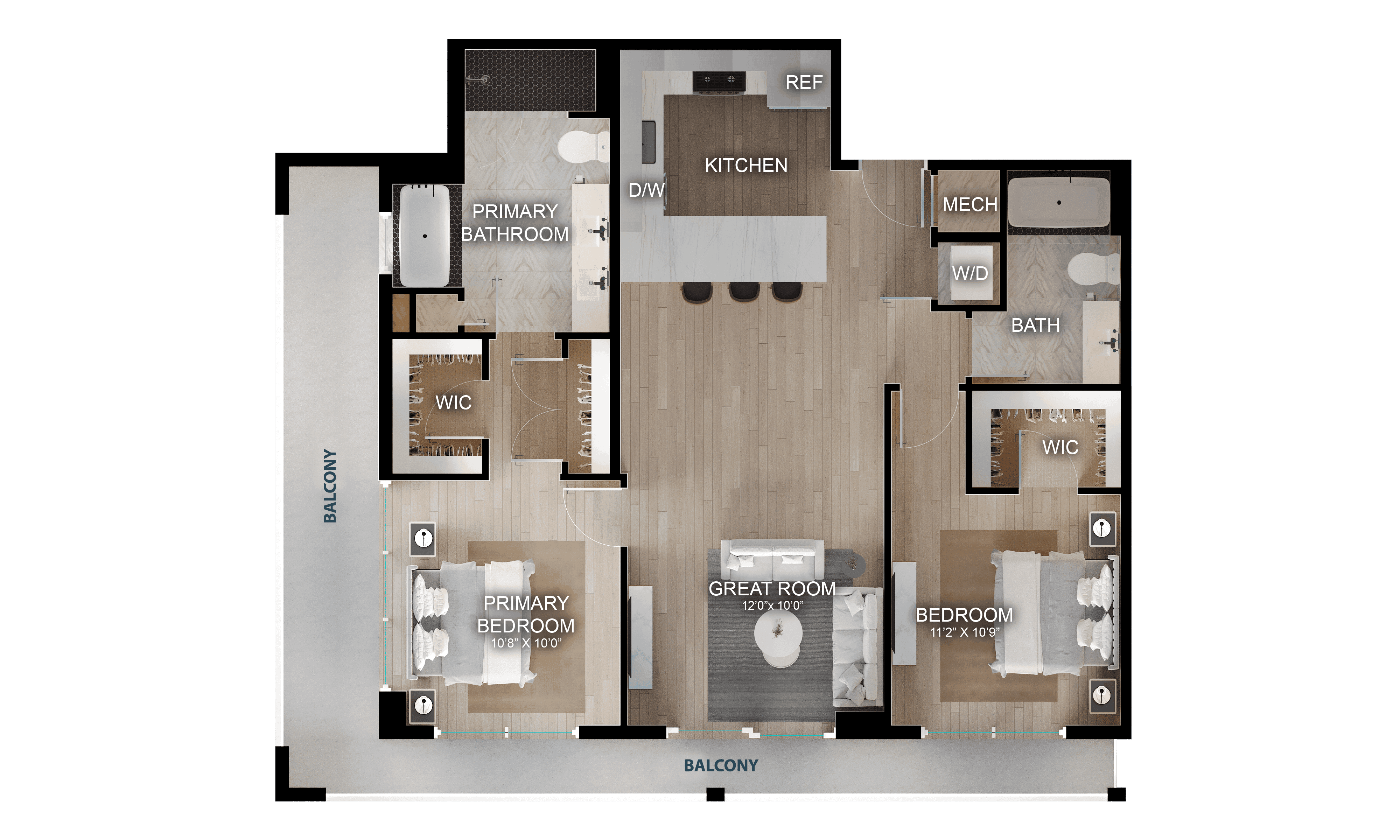 2 Bed/2 Bath-C2 floor plan
