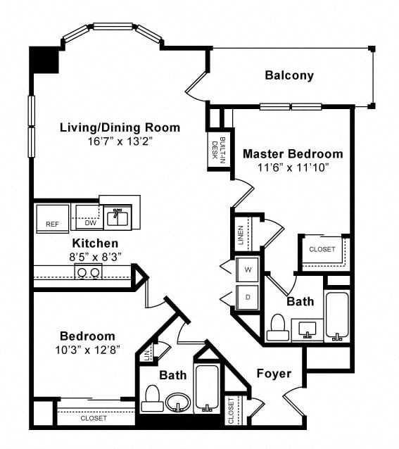 2 Bed/2 Bath-Drake floor plan